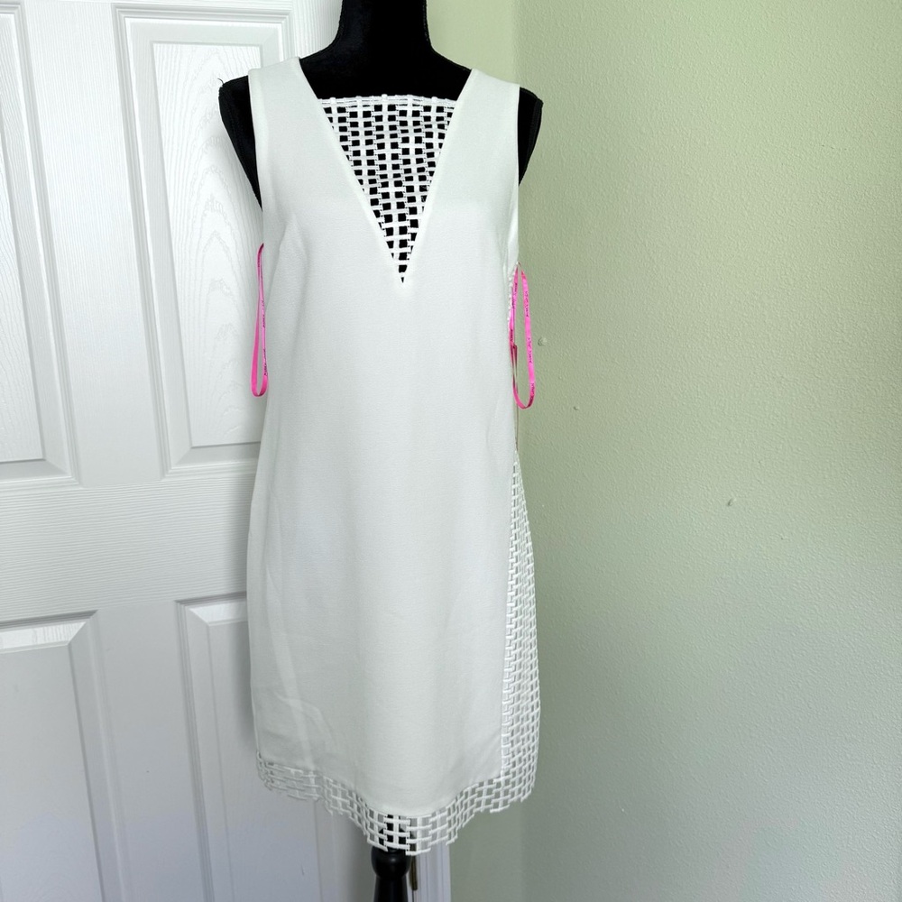 Betsey Johnson White Scuba Crepe Shift Dress